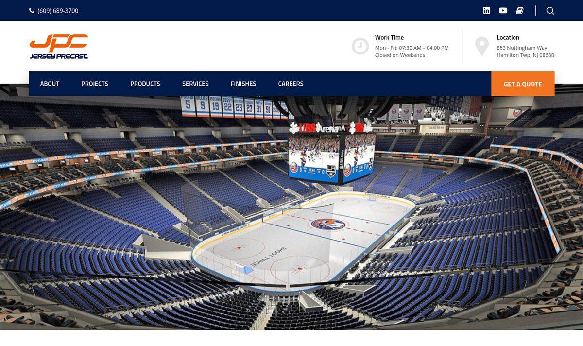 Jersey Precast website homepage