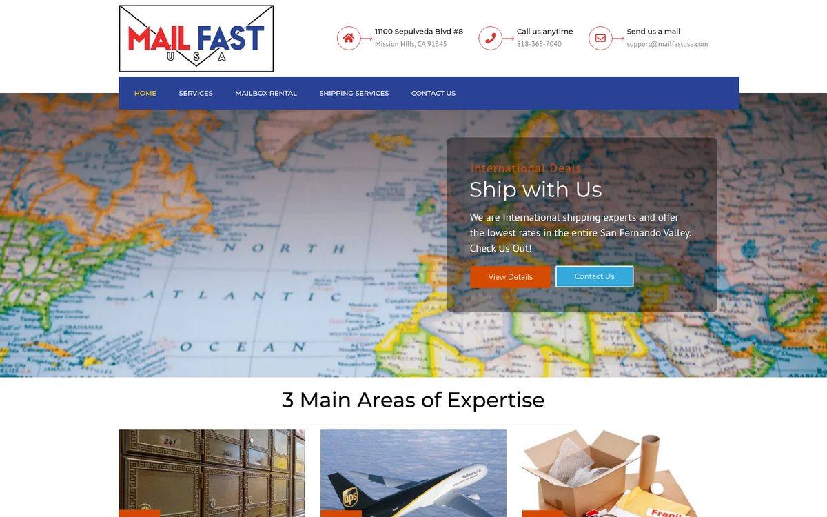 MailFast USA website homepage